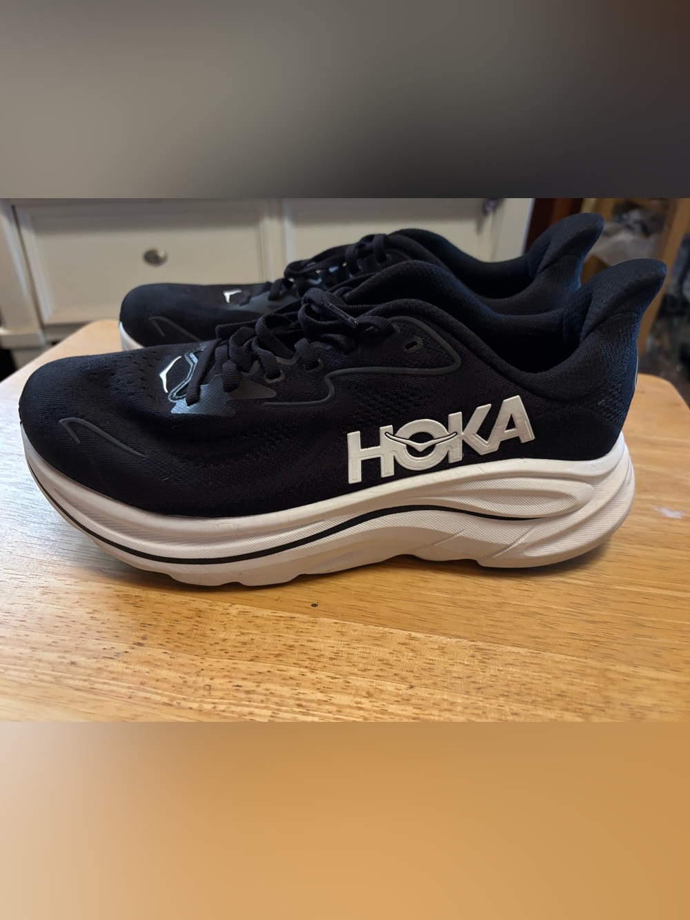 Hoka Women Black and White Athletic Running Shoes